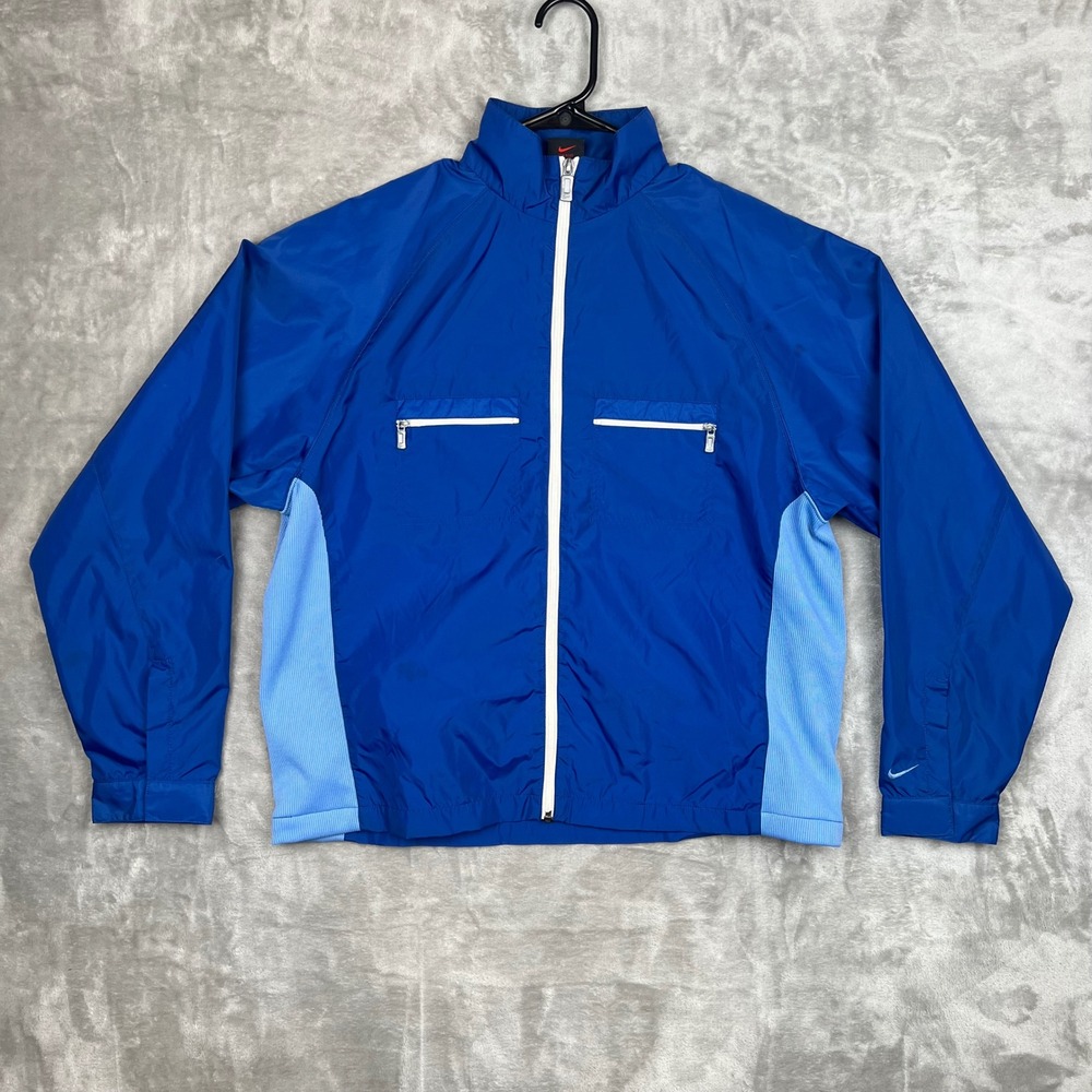 Vintage‎ Nike Kids Blue Lightweight Track Jacket Full Zip Pockets Size L 12-14